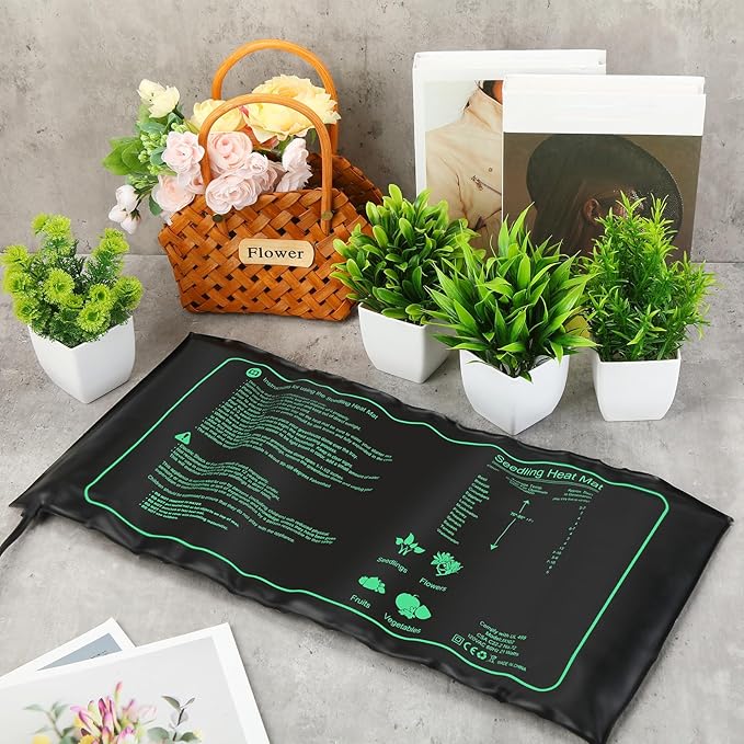 ROCEEI 6 Pack Durable Seedling Heat Mat 10 x 20.75 Waterproof Plant Heating Pad Warm Hydroponic Grow Mat for Greenhouse Grow Seed Starting Plant Germination (Black,Green)