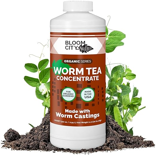 Organic Earthworm Tea Concentrate and Compost and Bokashi Booster by Bloom City, Quart (32 oz)