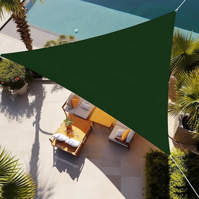Shade&Beyond Sun Shade Sail Breathable UV Block Outdoor Covering Cloth for Backyard, Pool, 5'X7'X8.6', Dark Green (Customized Available)