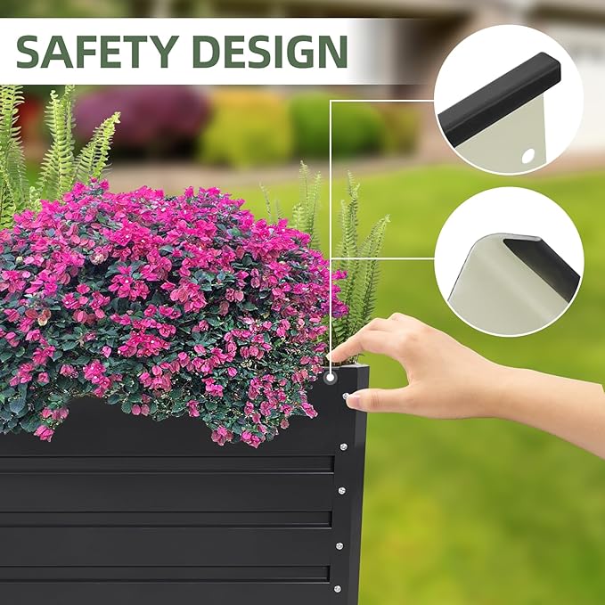 1MORE Raised Garden Bed- 8x2x1.8ft Planter Garden Boxes Outdoor, Raised Beds for Gardening, 21in Tall Large Metal Garden Bed Kit for Vegetables Flower, Deep Root Planter Raised Beds with Tools.Grey