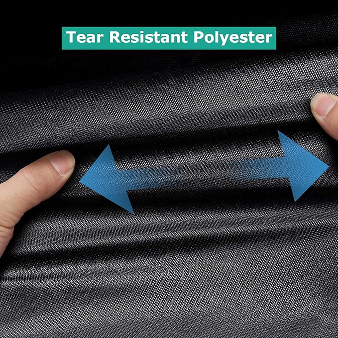 SunPatio Round Fire Pit Cover 32 inch, Heavy Duty Waterproof Patio Fire Bowl Cover with Adjustable Drawstring and Handles, UV & Rip & Fade Resistant, 32" Dia x 14"H, Black