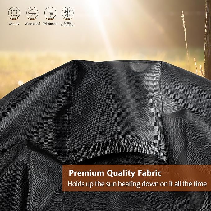 SheeChung Outdoor Fireplace Cover for Fire Sense 01471 Fire Pit,Waterproof Round Grill Cover 30 Inch,Heavy Duty 600D Outside Round Covers for BBQ Grill Smoker,UV Resistant,30" Dx43 H