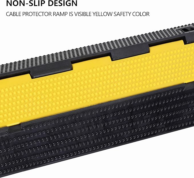 2 Pack Rubber Cable Ramp Hose Cable Protector Ramp 1 Channel 22000Lbs Load Capacity Traffic Speed Bump Wires Power Lines Extension Cord Cover for Indoor Outdoor