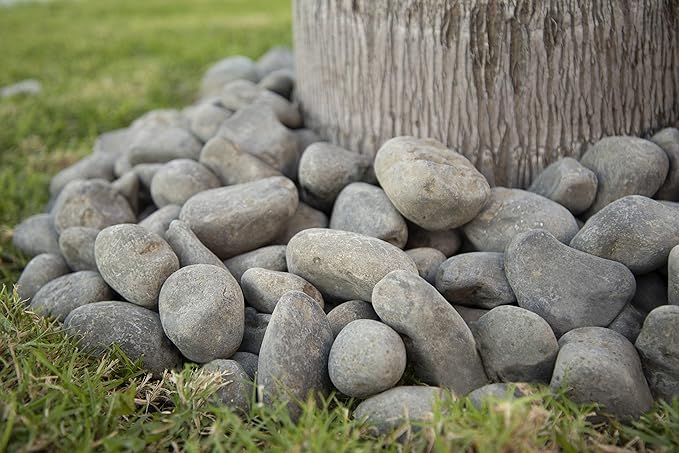 MSI Nile Decorative Polished Gray Pebbles, 1.2 inch - 2.4 inch, 40 lb. Bag (55 Bags/Pallet)