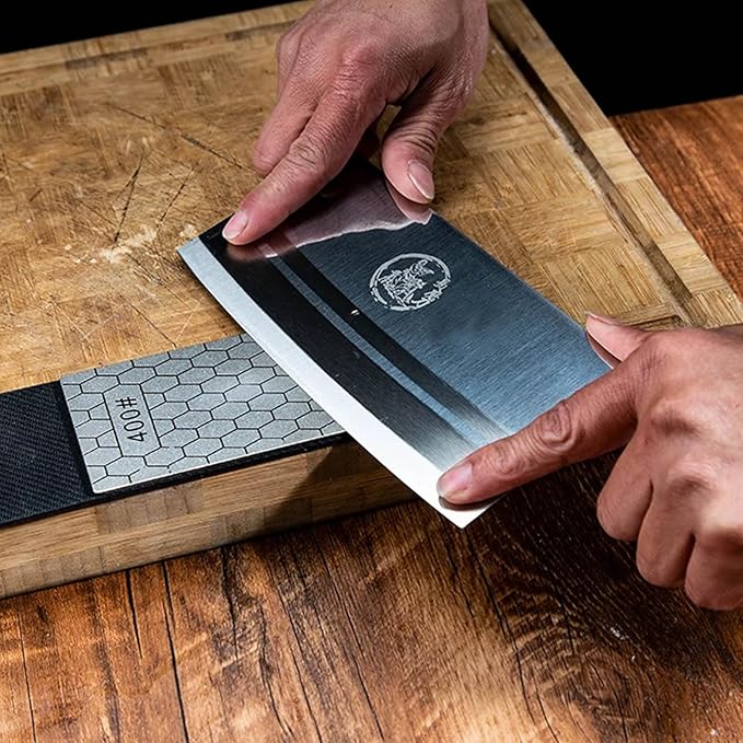 11 Pcs Diamond Sharpening Stone, with Angle Guide and Leather Strop, Knife Sharpener Stone Whetstone Honeycomb Surface Plate with Non-slip Base for Pocket Knives Scissors