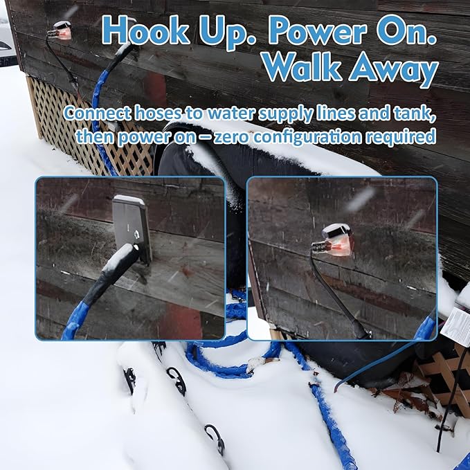 OEBLD Heated Water Hose for Rv (50ft L x 5/8"ID) 4.0 Upgraded Function with Energy Saving Thermostat to Keep Drinking Water Running in down to -45℉, Designed for Campers,with Storage Bag, Anti-Freeze