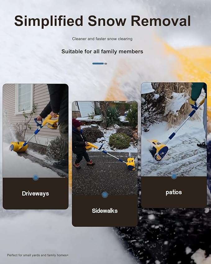 Mellif Cordless Snow Shovel, 12-Inch Brushless Snow Blower Compatible with DeWalt 20V MAX Battery, Includes 4.0Ah Battery & Charger Kit, Lightweight with Adjustable Chute, Weather-Resistant