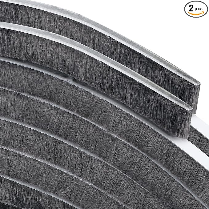 2Pack Weatherstripping Sealing Strip, Self Adhesive Door Window Weather Stripping,33FT Door Window Sealing for Weatherproofing Grey