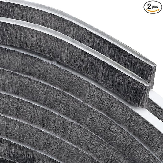 2Pack Weatherstripping Sealing Strip, Self Adhesive Door Window Weather Stripping,33FT Door Window Sealing for Weatherproofing Grey