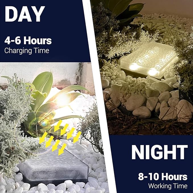 Solar Driveway Lights Color Changing, 6x9 Inch Solar Paver Light, Heavy Duty IP67 Waterproof Recessed Brick LED, Landscape Lighting for Pathway, Ground, Pool, Patio, Garden (RGBW, 2Pack)