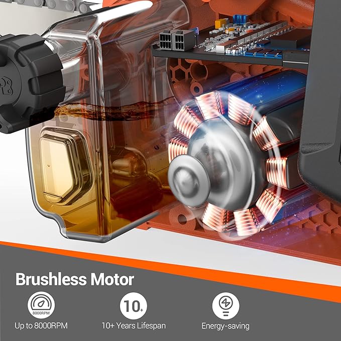 MAXLANDER 40V Cordless Brushless Chainsaw 16 Inch Electric Battery Powered with 4.0Ah Lithium Battery and Charger Quiet Auto-oiling Tool-less Tensioning