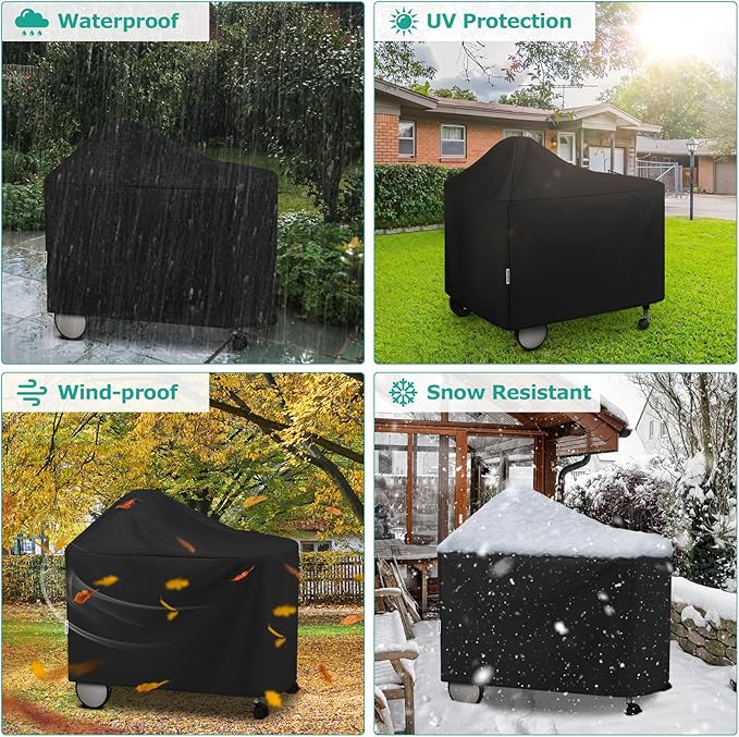 SunPatio Outdoor Waterproof Grill Cover Compatible for Weber 22 Inch Performer Premium Deluxe, RecTeq, Char-Griller Grills, Compared to Weber 7152, Heavy Duty Weather Resistant Charcoal BBQ Cover