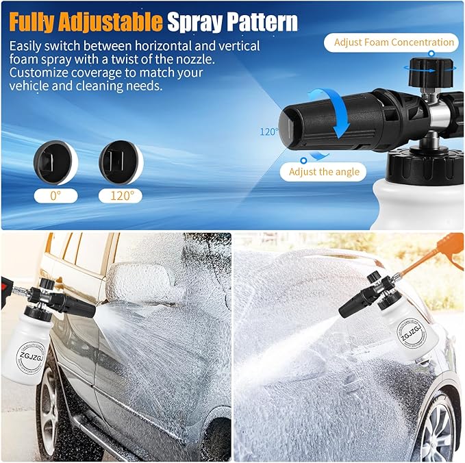 Foam Cannon for Pressure Washer - 1L Wide Mouth Car Snow Foam Cannon, 4000 PSI, Match M22 and 1/4” Quick,The Power Washer Accessories for Car Wash Cleaning, Great Gift for Car Owners