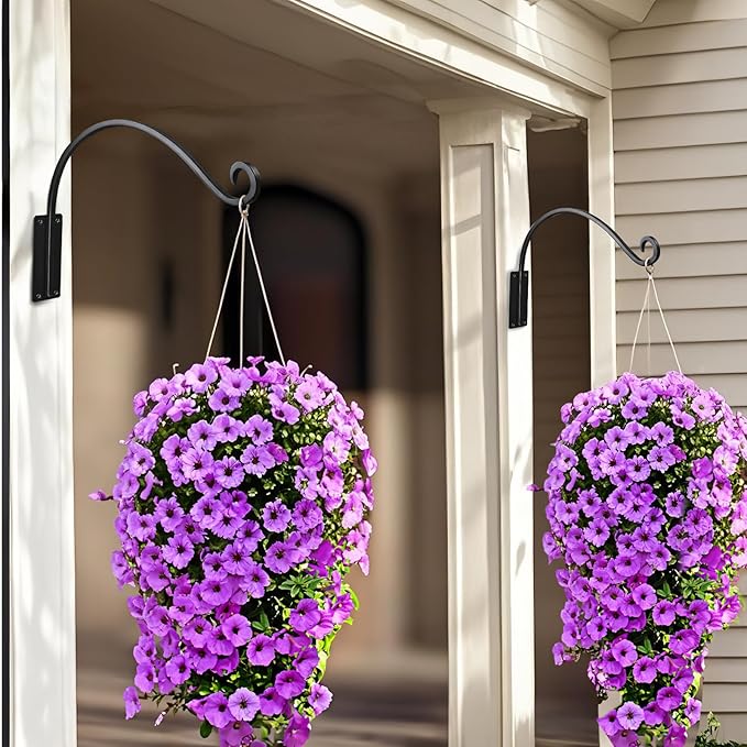 16 Inch Plant Hangers Outdoor 2 Pack,Plant Hanging Hook Bracket for Bird Feeder Hanger,Hanging Plant Hooks for Outside Baskets Lanterns Wind Chimes Outdoor Indoor