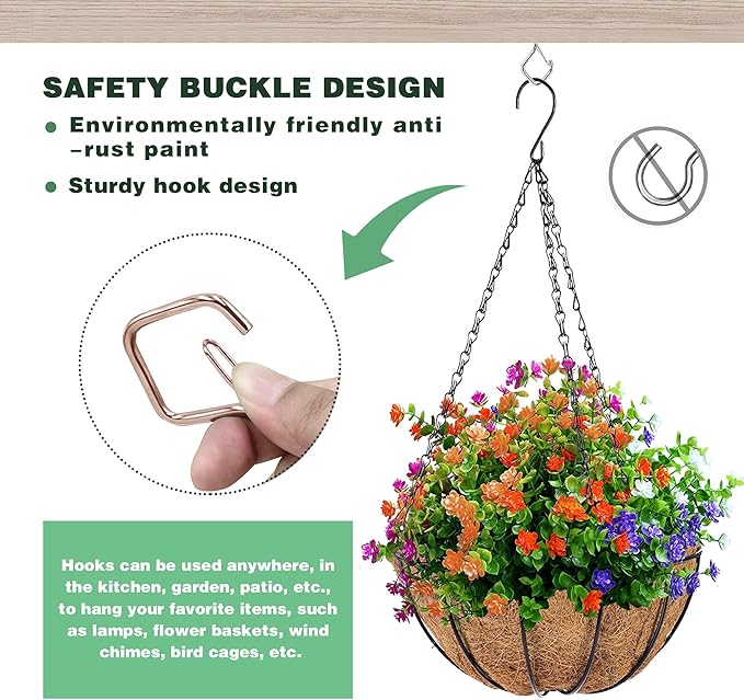 20 PCS Ceiling Hooks for Hanging Plants,Screw Hooks for Wind Chimes,Bird Feeder,Lanterns,Christmas Decorations Outdoor String Lights (Rose Gold)