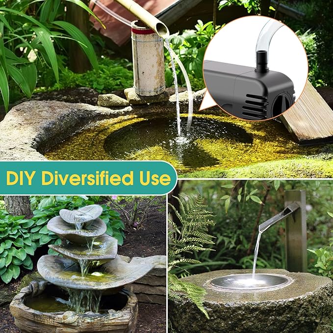 12W Solar Fountain Pump, Solar Powered Water Pump 160GPH Adjustable Flow, Solar Water Fountain Pump with 16.5Ft Cord Length/6.6Ft Tubing for Ponds, Fish Tank, Wildlife Garden, Fountains