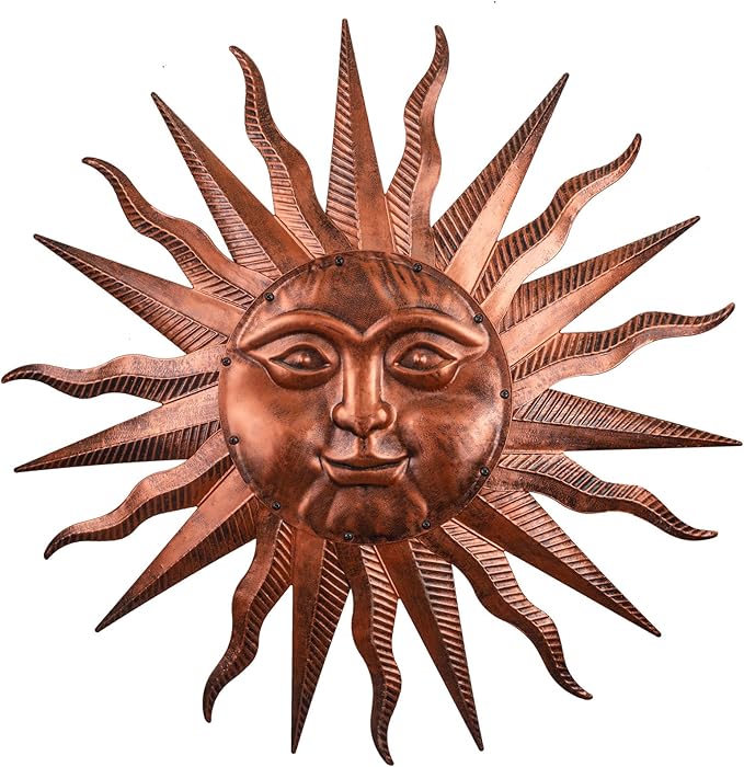 Metal Sun Wall Art Decor-3D Sun Wall Decor Sculpture,Sun Wall Art Decoration Hanging for Outdoor Indoor Garden Farmhouse Yard Patio Living Room Bedroom,28" Large Outdoor Indoor Metal Wall Art