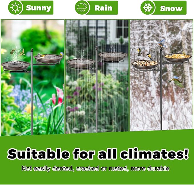 Metal Bird Bath for Outside, Vintage Freestanding Birdbaths Feeder Bowl, Stable & Easy to Clean Birdfeeder for Outdoors Garden Yard Lawn Decor (Retro Brown)