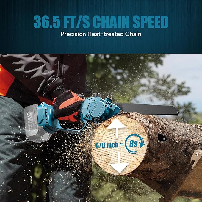 Mini Chainsaw Cordless 6 Inch & 8 Inch for Makita 18V Battery, Brushless Handheld Chain Saw with Oiler Electric Chainsaw for Garden Courtyard Tree Branch Wood Cutting (Battery NOT Included)
