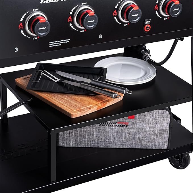 Royal Gourmet GB8003 8-Burner Propane Gas Grill with Foldable Side Tables, Large Propane BBQ Grill with Porcelain-Enameled Steel Wire Grates for Outdoor Party or Backyard Grilling, Black