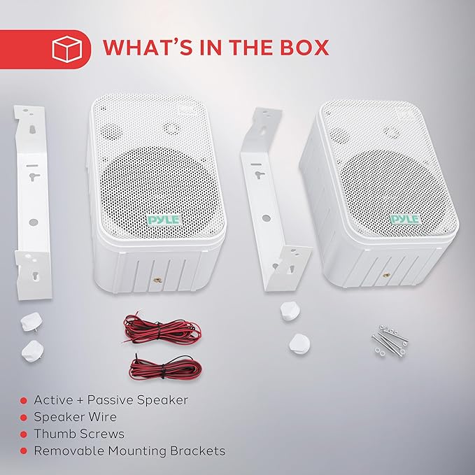 Pyle 2 Way Speaker System Pair - 500W Peak Power 16.51cm Passive Weatherproof Wall / Ceiling Mounted - Heavy Duty Universal Mount - Use for Pool, Patio, Indoor, Outdoor (White)