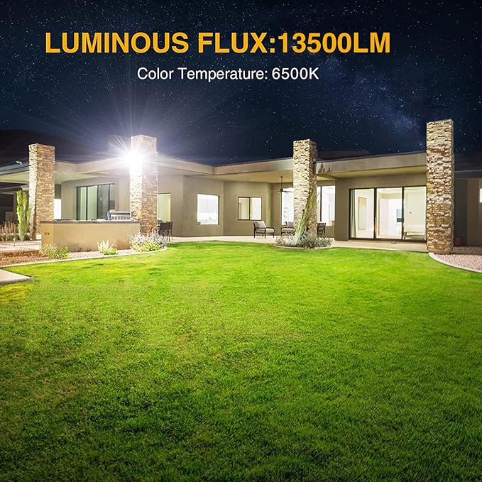 Onforu 150W LED Flood Light Outdoor, 12000LM Security Lights, IP66 Waterproof Outdoor Floodlight, 2 Pack 6500K Daylight White LED Exterior Lighting for Basketball Court, Stadium, Playground