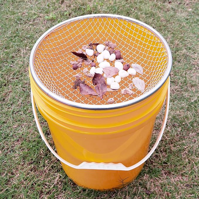 2PCS YUEBM Gardening Sand Soil Compost Sifter Perfect for 5 Gallon Bucket, 1/4 Inch Mesh, 3/8 Inch Mesh