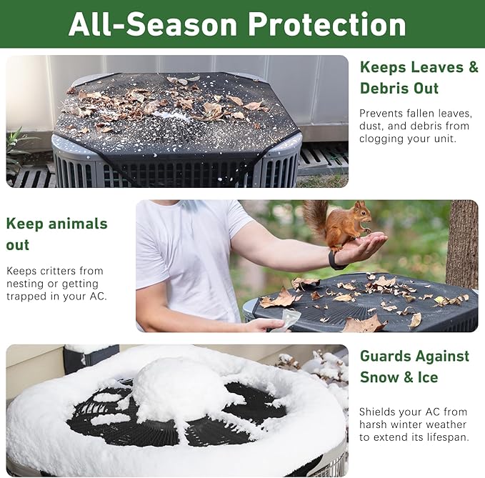 26x26 Central Air conditioner Covers for Outside, Larger Mesh AC Unit Covers Outdoor - Top Universal Defender
