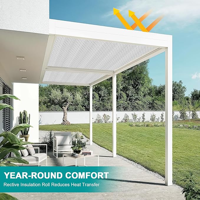 Reflective Insulation Roll 47.2 in X 16.4 FT, Window Insulation for Summer Heat, Double Side Aluminum Foil Bubble Shield for Windows, Roof, Garage Door