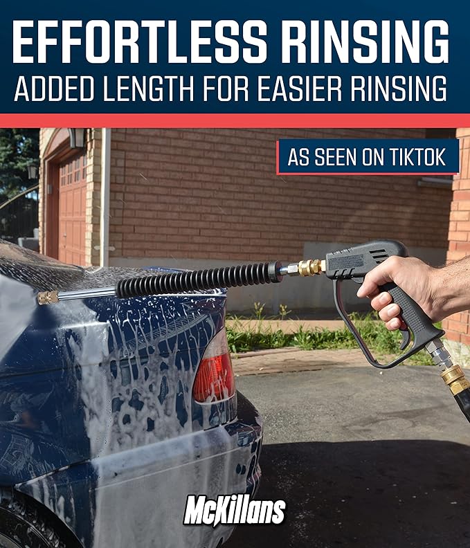 McKillans® Car Pressure Washer Extension Wand - Power Washer Wand Extension for Car Wash - Short Pressure Washer Wand Replacement - Pressure Washer Accessories & Attachments - 1/4” Quick Connect Plug