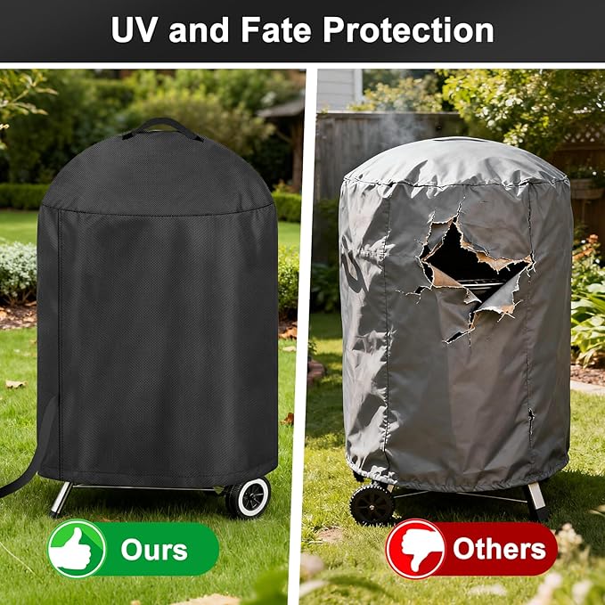 LBTING Grill Cover, 26-inch Heavy Duty 300D Oxford Waterproof Windproof UV Resistant BBQ Gas Grill Cover for Outdoor Barbecue Fit Most Brands Weber, Brinkmann, Char Broil, Holland