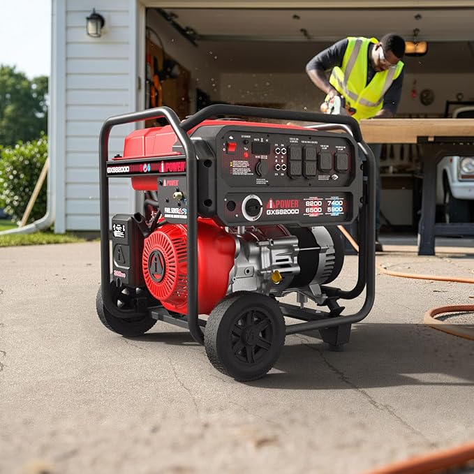 A-iPower 8200W Portable Generator Dual Fuel, Gas and Propane Powered Power Supplies with 322cc OHV Engine, CO Sensor, Heavy Duty Generators For Jobsite, RV, Whole House Backup Emergency