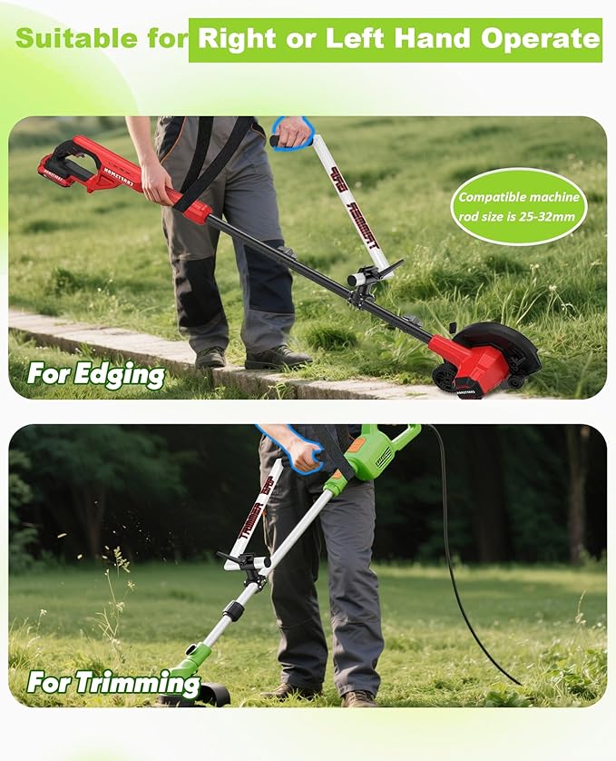 Upgraded Weed Eater Handle, String Trimmer Handle Extension Back Saver, Ergonomic Weed Wacker Grip with Adjustable Shoulder Strap and Gloves for Lawn Care, Landscaping, Yard Trimming