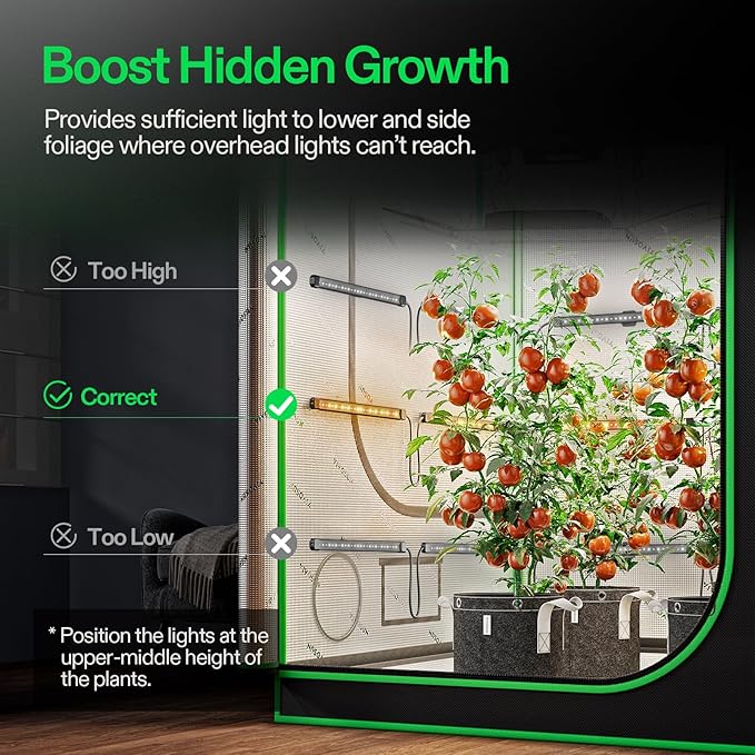 VIVOSUN Lumaray LED Grow Light Bars 16”(8-Bar), Full Spectrum Side Lighting with 60% Red Light up to 25% Yields for Grow Tents, Greenhouses, Magnet Reliability Upgraded, SGS Compatible