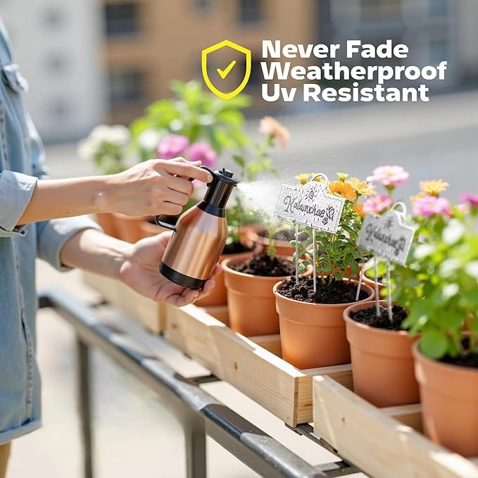 Stainless Steel 304 Plant Labels for Garden Outdoor | Metal Plant Markers Waterproof for Vegetables Herb Seedlings Flowers with 2 Pens | 25 Pack | Label Area 3.74'' x 1.39'' Height 10.75 Inch | Silver