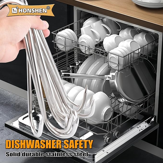 Meat Hook, 10mm 8Inch Heavy Duty S-Hooks Stainless Steel Meat Processing Butcher Hooks,8Pack