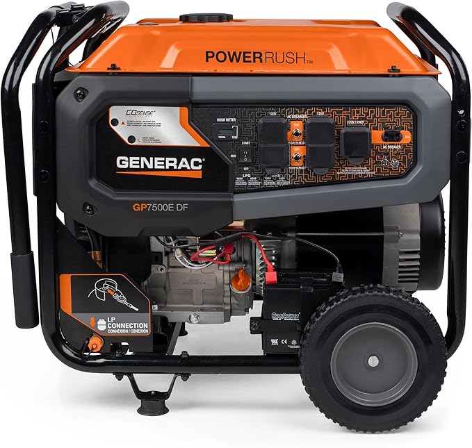 Generac 9,400/7,500-Watt Dual Fuel Portable Generator - Electric Start - Gas or Propane Powered - Home Backup or Jobsite - Quiet, Long Runtime, Emergency Power - 49-State Compliant