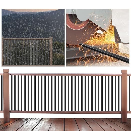 26 Pack Deck Balusters 32'' Bow Baluster, Black Metal Deck Spindle and Stairs Railing with Screws,Hollow Rectangle Deck Balusters for Deck Railing Porch(32x1.2x0.4Inch)