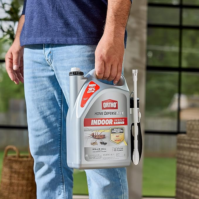 Ortho Home Defense Max Indoor Insect Barrier with Extended Reach Comfort Wand, Kills Ants, Roaches, Spiders, Fleas and Ticks, 1 gal.