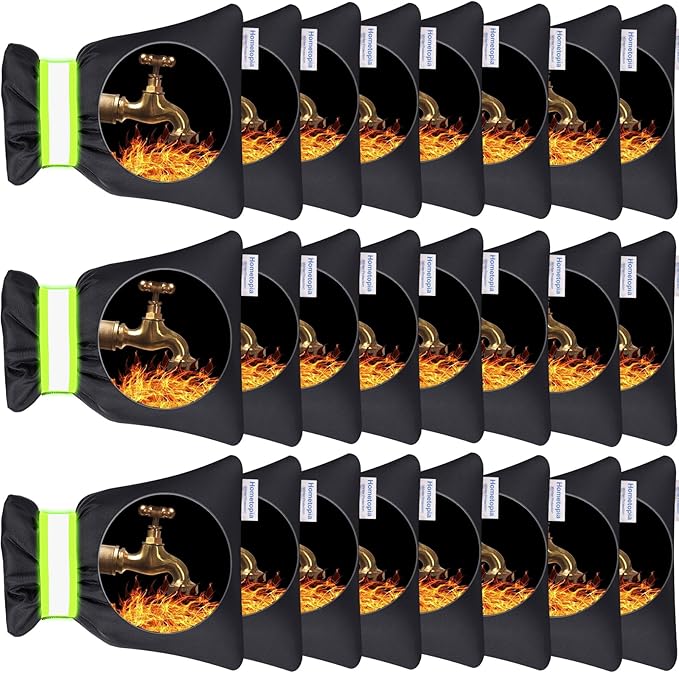24 Pack Outdoor Faucet Covers for Winter - 6.7"W x 8.3"H Outside Hose Bib Spigot Covers Protector Socks for Winter Freeze Protection Insulation Reusable Waterproof Insulated backflow Cover,Black