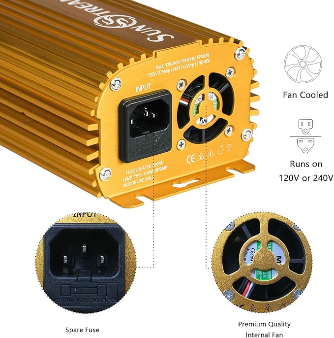 SunStream 1000 Watt HPS Light Dimmable Electronic Grow Light Ballast for Indoor Plant (Liteversio, Yellow)