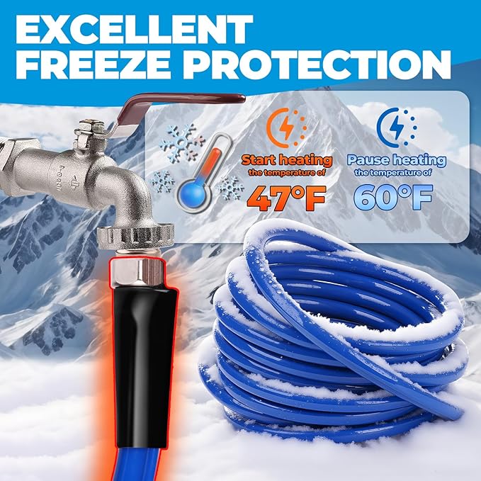 100FT Heated Water Hose for Rv,Heated Drinking Water Hose Antifreeze to -45°F,Great Rv Accessories for Campers,Livestock,Agriculture,Lead and BPA Free