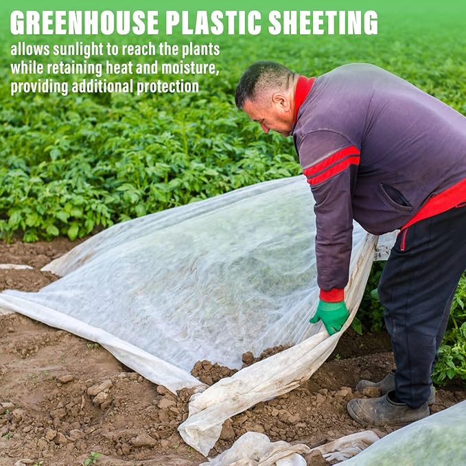 Legigo 10 X 30 Ft Clear Plastic Plant Covers Freeze Protection- 6 Mil Winter Greenhouse Plastic Sheeting for Frost Water Sun Wind Resistant, Plant Vegetable Blanket Covers for Cold Weather Garden Farm
