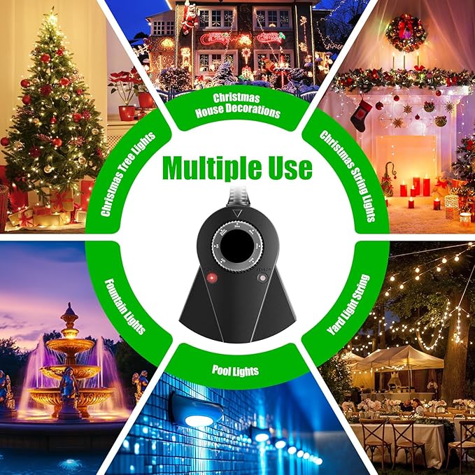 Outdoor Light Sensor Timer, 24 Hours Heavy Duty Waterproof Outlet Timer with 2, 4, 6 or 8 Hours Countdown Mode, 3 Grounded Electrical Outlet for Home Backyard Garden (2 Pack)