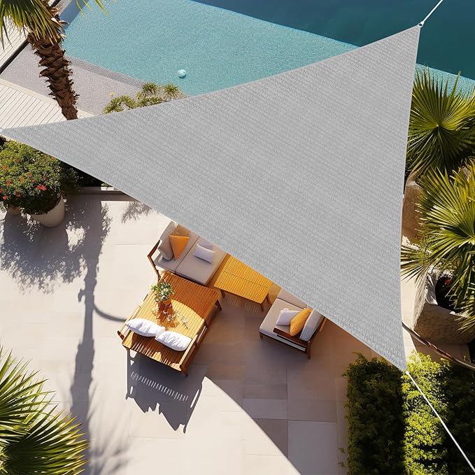 Shade&Beyond Sun Shade Sail Breathable UV Block Outdoor Covering Cloth for Backyard, Pool, 9'X12'X15', Light Grey (Customized Available)