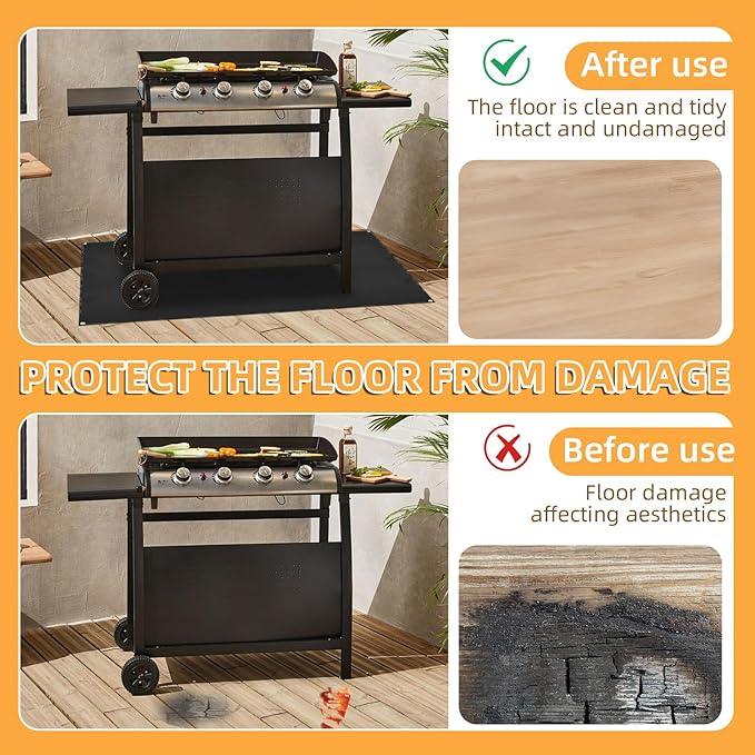 Under Grill Mat for Outdoor Grilling, 90 x 48 inches Double-Sided Fireproof Waterproof BBQ Protector for Deck and Patio Under Grill Mat for Outdoor BBQ
