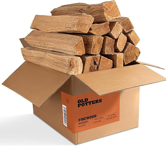 Old Potter Kiln Dried Firewood, ~1.5 Cu Ft ~ 38-45 lbs, for Solo Stove, Firepits and Fireplaces or Cooking, 16 Inch Logs, Hickory
