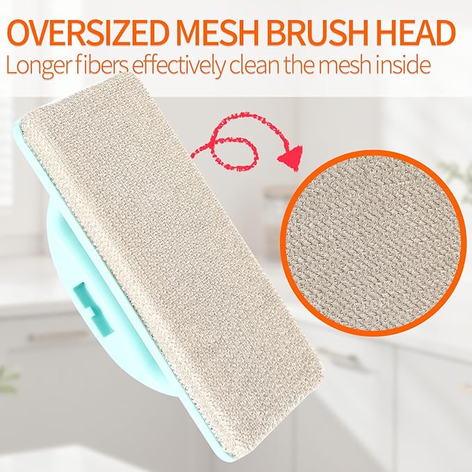 12PCS Window Screen Cleaner - Large Brush Face Mesh Screen Cleaning Brush, Detachable Window Cleaner Tool with Wet and Dry Dual Use + 9 Groove Brushes with 2 Replacement Sponges