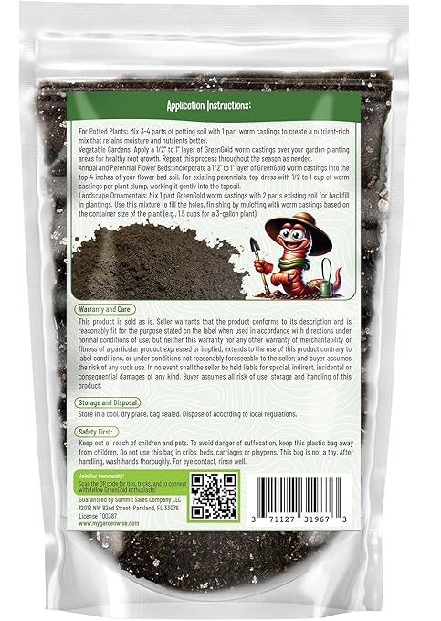 Organic Worm Castings Earthworm Castings Fertilizer for Nutrient-Rich Soil and Healthy Plant Growth (5 QUARTS)