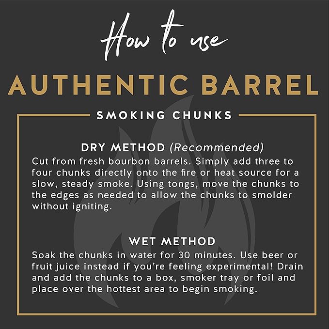 Midwest Barrel Company Authentic Barrel BBQ Smoking Wood (Bourbon Barrel Smoking Wood Chunks) – Slow Burning Wood Chunks for BBQ, Grilling, and Smoking – Premium Oak Wood for Smoky Flavor in Meats
